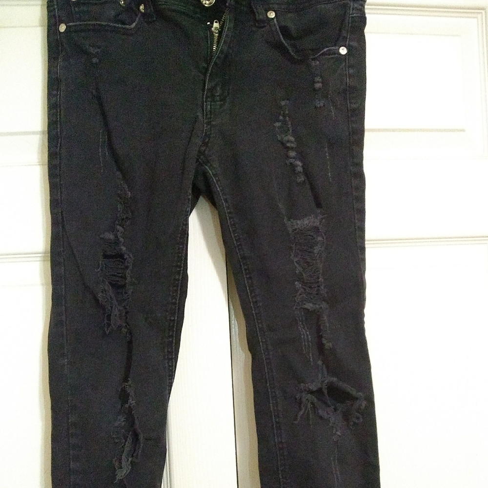 Girls black ripped/distressed jeans